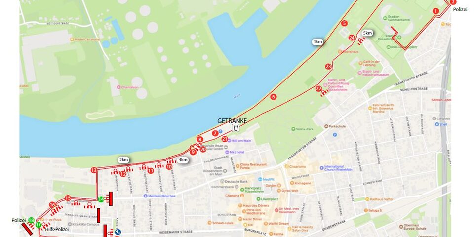Streckenverlauf mit Sperrungen