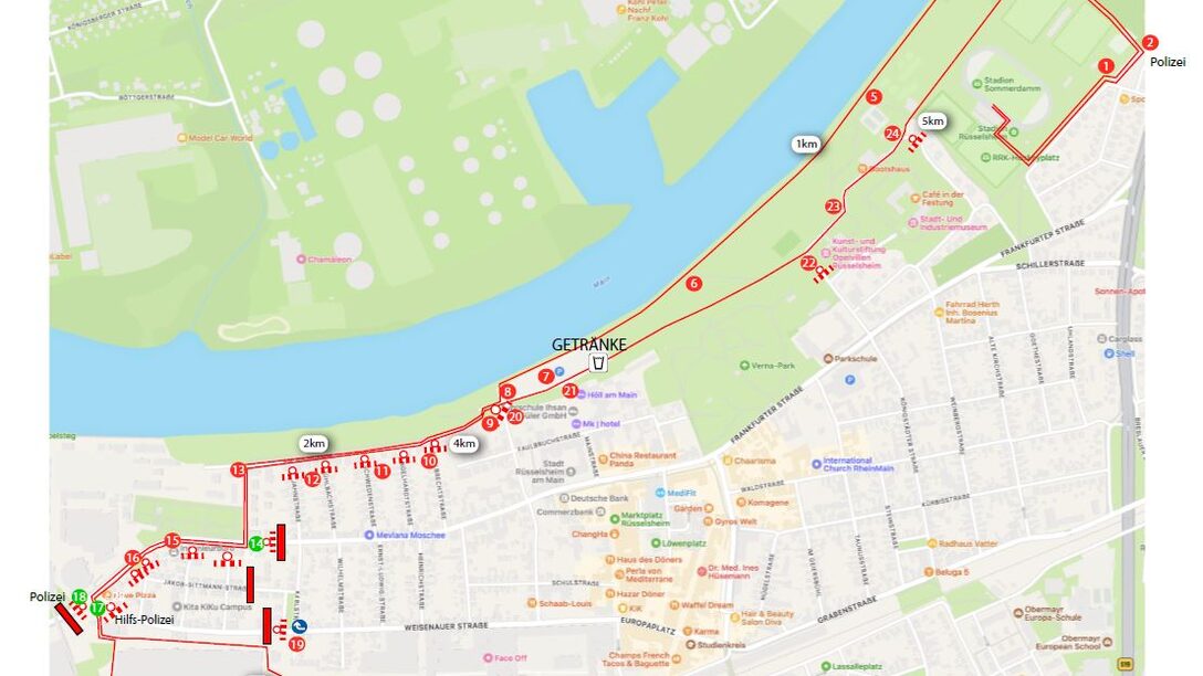 Streckenverlauf mit Sperrungen