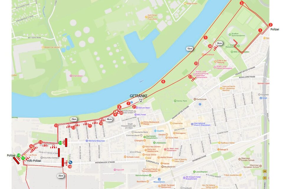 Streckenverlauf mit Sperrungen