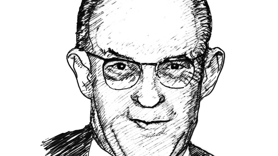 Eine Schwarz-Weiß Zeichnung von Dr. Julius Simon