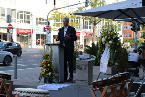 Hiroshima, Gedenkveranstaltung, Hiroshima-Gedenkveranstaltung, 80 Jahre Hiroshima, Oberbürgermeister Patrick Burghardt