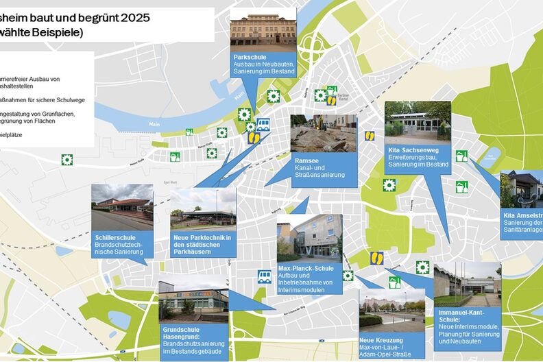 Kartenausschnitt mit Beispielen von Baustellen