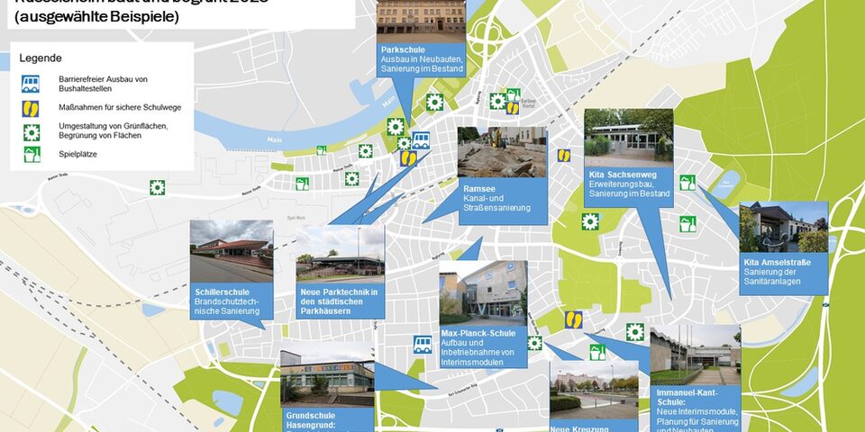 Kartenausschnitt mit Beispielen von Baustellen