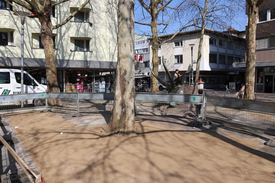 Eine größere wassergebundene Decke verbindet nun die Bäume im westlichen Teil.
