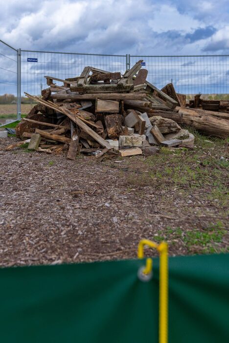 Ein aufgeschichteter Holzhaufen bietet SChutz für Reptilien.