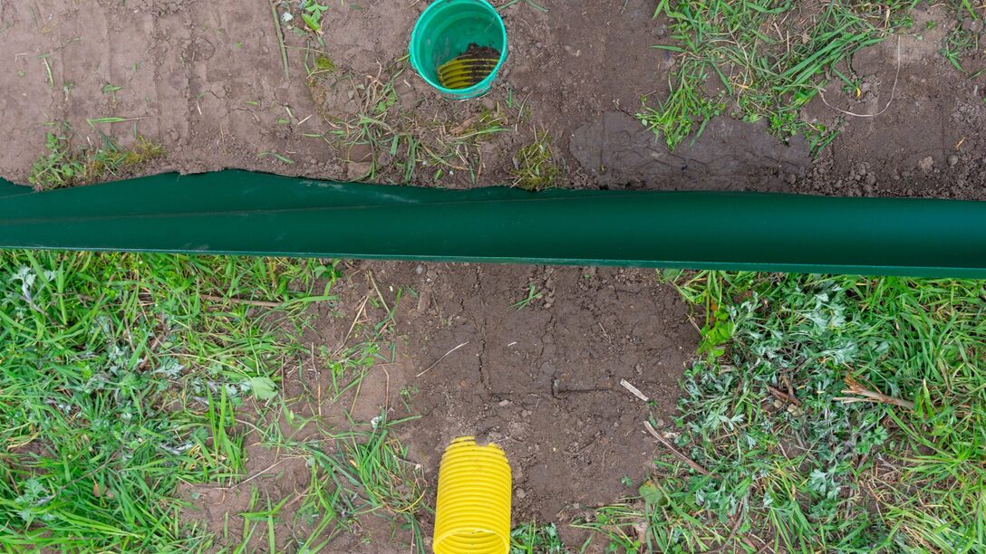 Über eine glatte grüne Röhre können Eidechsen in einer gerippte gelbe Röhre in den Außenbereich gelangen.