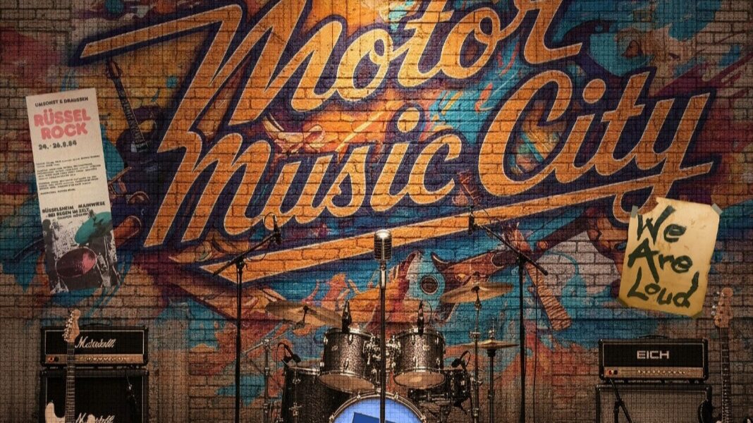 Projektgrafik zum Musikarchiv „MotorMusicCity / WeAreLoud“ im freiraum f3