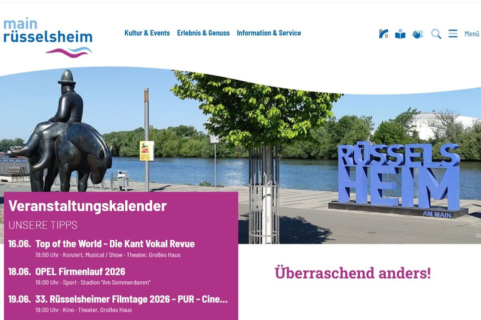 Startseite des neuen Stadtmarketingportals 'main-ruesselsheim.de'