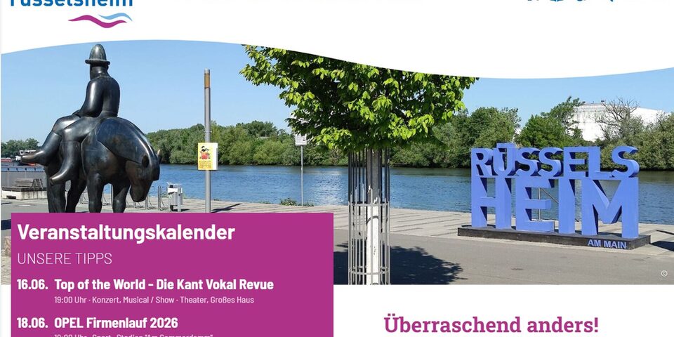 Startseite des neuen Stadtmarketingportals 'main-ruesselsheim.de'