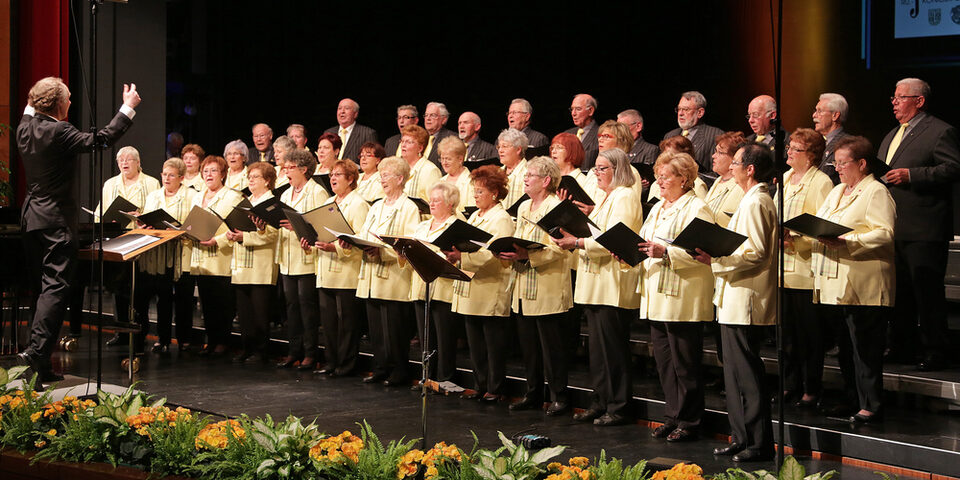Ein Chor auf der Bühne im Theater bei der Nacht der Rüsselsheimer Chöre