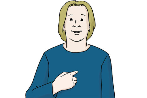 Grafik: Frau zeigt auf sich selbst