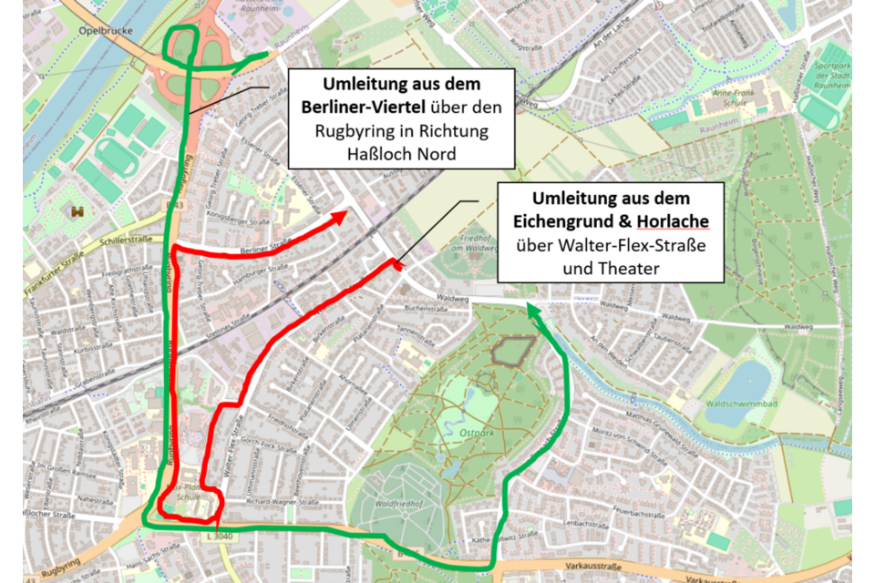 Grafik Umleitungen für den Autoverkehr