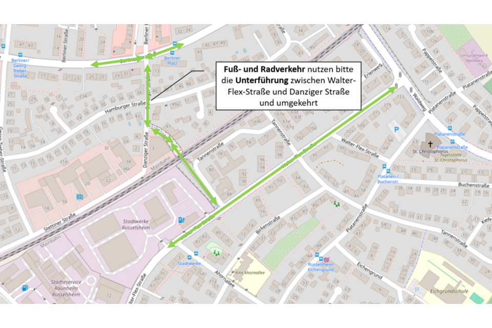 Grafik Umleitungen für Fuß- und Radverkehr
